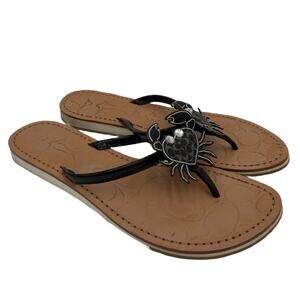 Coach Black Retired Crab Thong Flip Flop Sandals Size 7.5